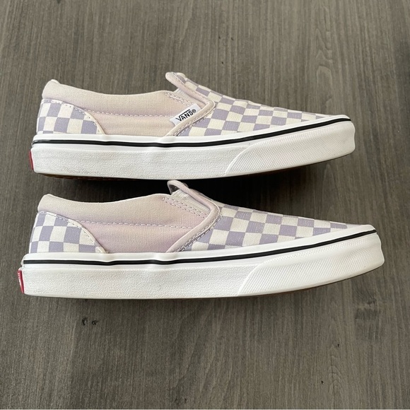 Vans kids light purple white checkered slip on sneakers shoes size 3 - Picture 6 of 10